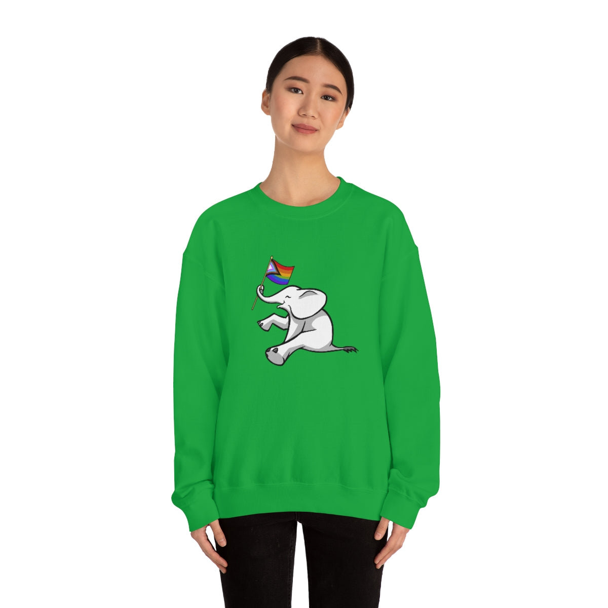 White Elephant Holiday Pride Flag Crewneck Sweatshirt