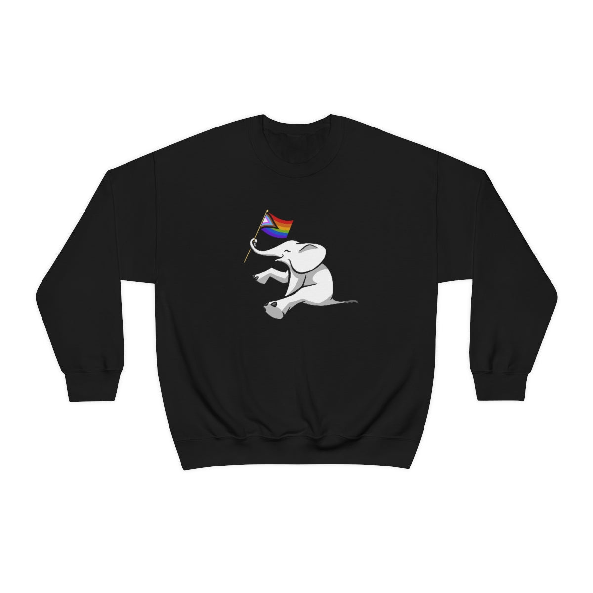 White Elephant Holiday Pride Flag Crewneck Sweatshirt